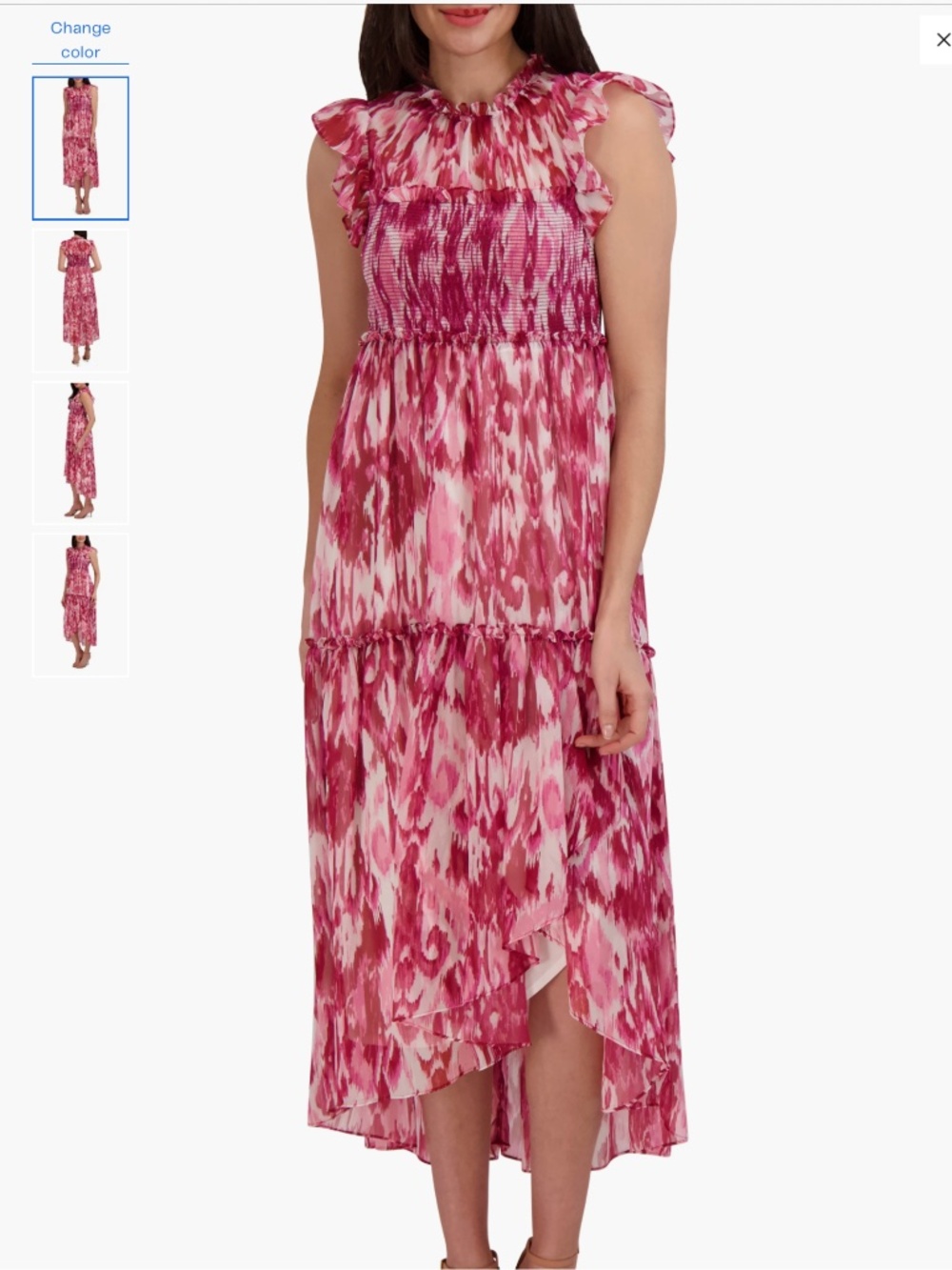Julia Jordan Ikat Print Tiered Midi Dress, size 12